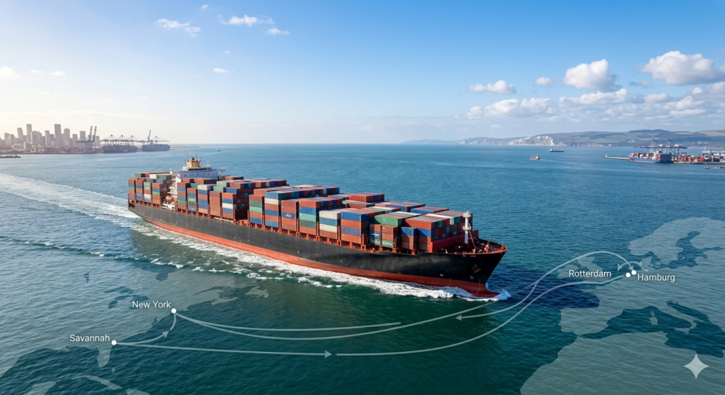 Ocean Freight from the USA to Europe: Transit Times, Routes, and Shipping Process