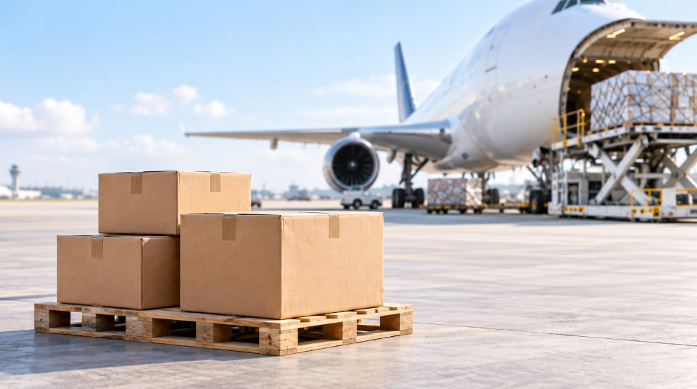 Air freight chargeable weight calculation using actual and volumetric weight