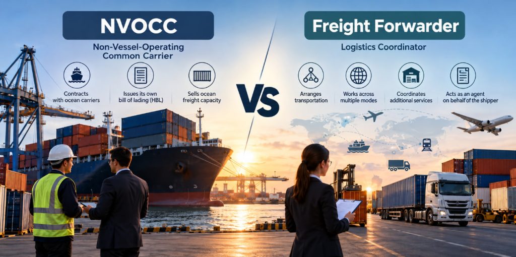 NVOCC vs freight forwarder in international ocean shipping